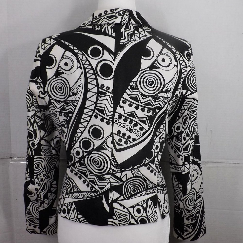 Harve Benard Holztman Petit Black & White Designs Open Cropped Jacket Blazer 10P - Picture 12 of 16